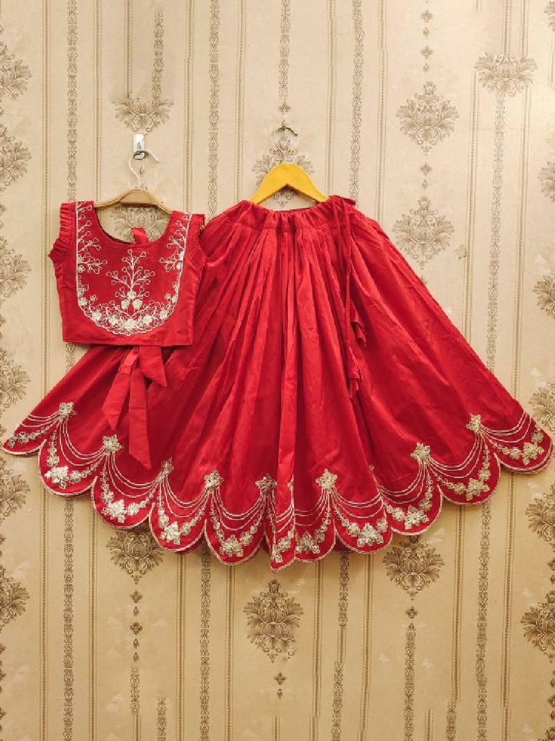 Tie and dye krishna dyed silk lehenga choli