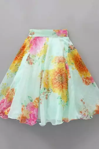 Girls printed mirror work ready to wear lehenga & blouse
