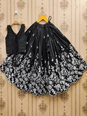 Girls black embroidered ready to wear lehenga & choli 2