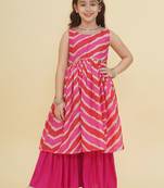 Girls ethnic motifs printed empire gotta patti kurta with sharara