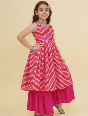 Girls ethnic motifs printed empire gotta patti kurta with sharara 4