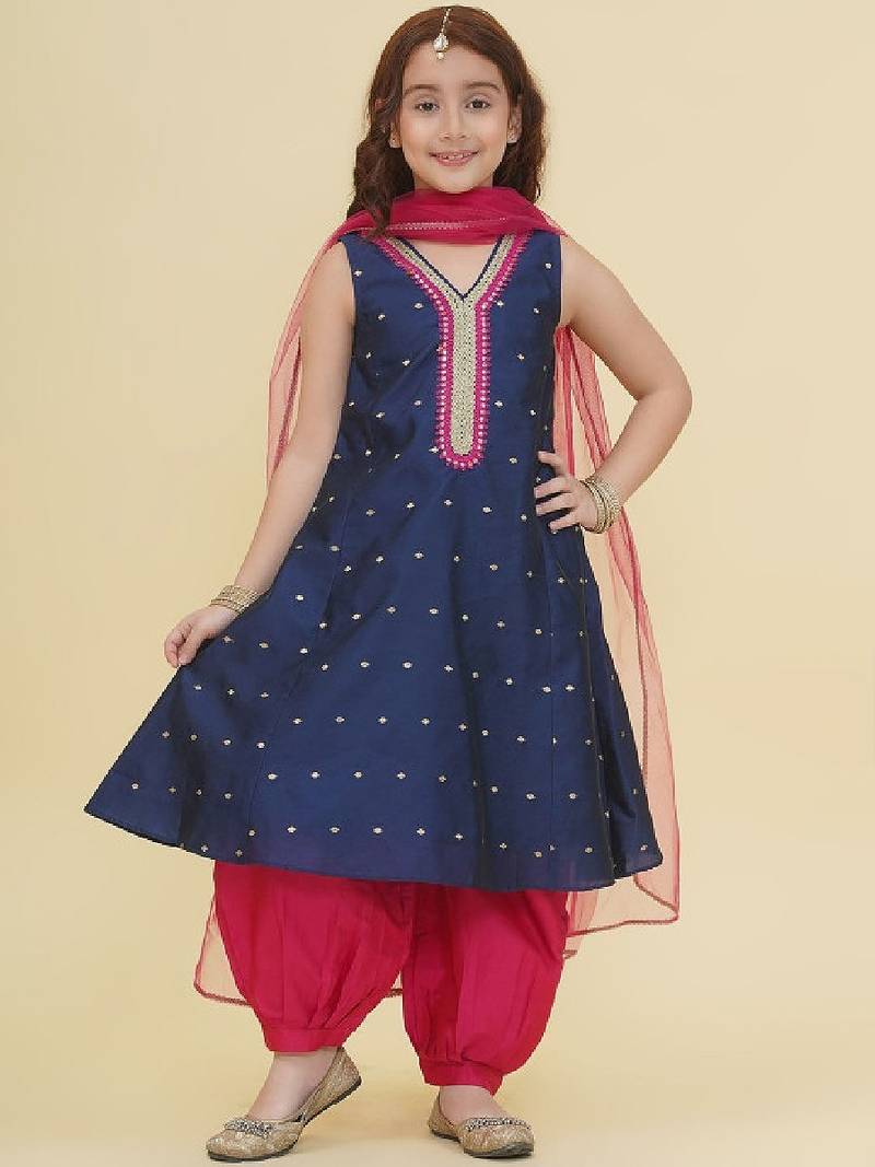 Girls ethnic motifs empire gotta patti kurta with salwar & with dupatta
