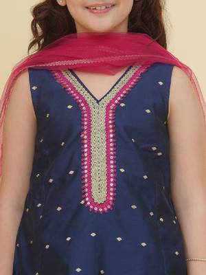 Girls ethnic motifs empire gotta patti kurta with salwar & with dupatta 2