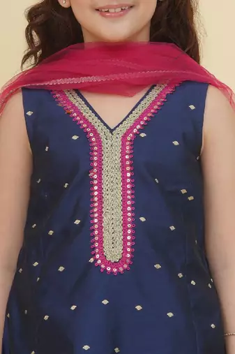 Girls ethnic motifs empire gotta patti kurta with salwar & with dupatta