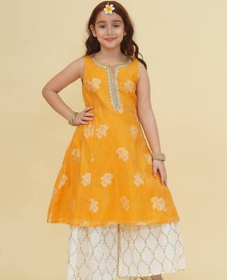 Girls ethnic motifs empire gotta patti kurta with sharara 1