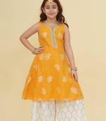 Girls ethnic motifs empire gotta patti kurta with sharara