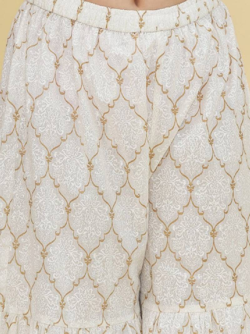 Girls ethnic motifs empire gotta patti kurta with sharara