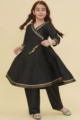 Girls angrakha gotta patti kurta with trousers