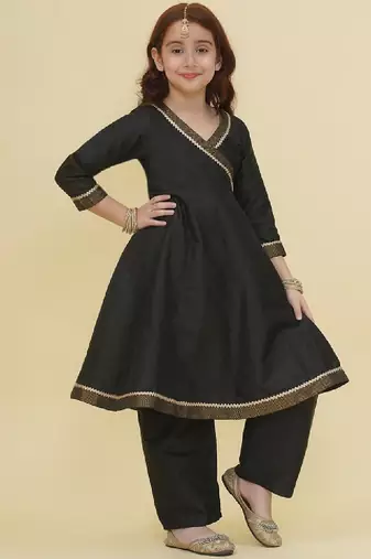 Girls angrakha gotta patti kurta with trousers