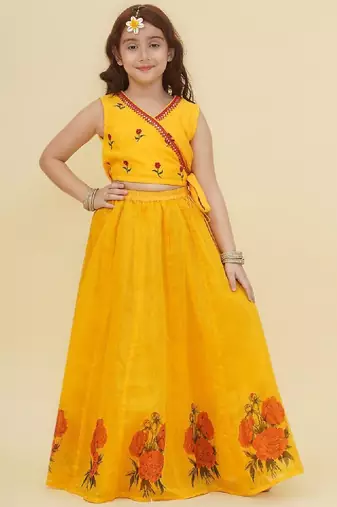 Girls embroidered ready to wear lehenga &