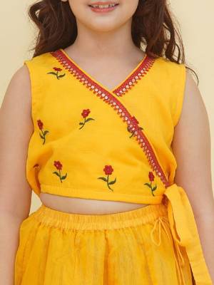 Girls embroidered ready to wear lehenga & 2