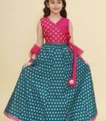 Girls embroidered mirror work ready to wear lehenga & blouse with dupatta