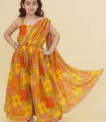 Girls floral embroidered net gown