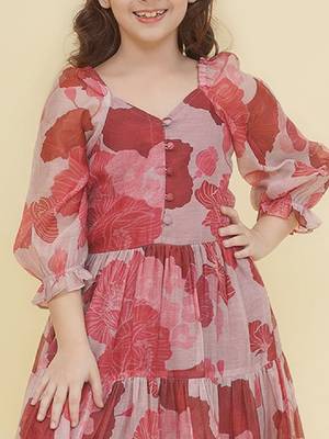 Girls v-neck floral print maxi dress 2