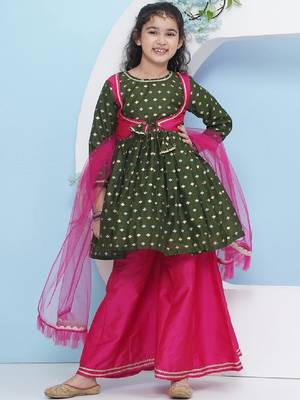 Girls ethnic motifs empire gotta patti kurta with palazzos & with dupatta 1