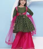 Girls ethnic motifs empire gotta patti kurta with palazzos & with dupatta