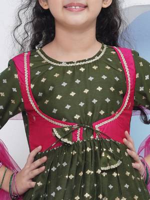 Girls ethnic motifs empire gotta patti kurta with palazzos & with dupatta 2