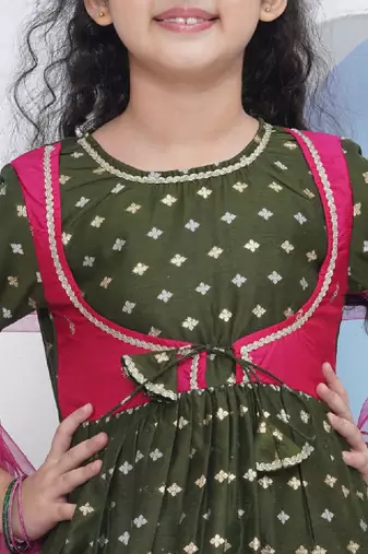 Girls ethnic motifs empire gotta patti kurta with palazzos & with dupatta