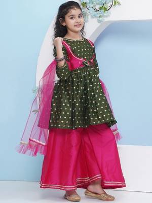 Girls ethnic motifs empire gotta patti kurta with palazzos & with dupatta 3