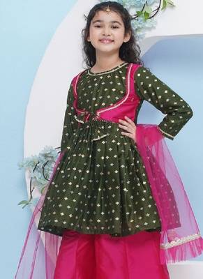 Girls ethnic motifs empire gotta patti kurta with palazzos & with dupatta 4