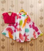 Girls white tie & dye ready to wear lehenga & choli