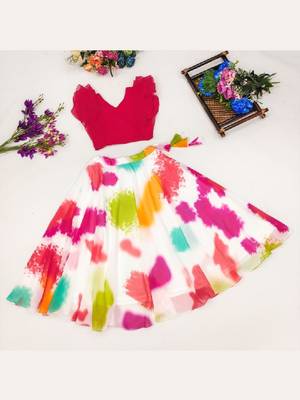 Girls white tie & dye ready to wear lehenga & choli 3