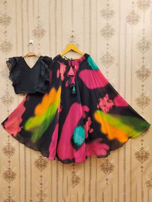 Girls black tie & dye ready to wear lehenga & choli 2