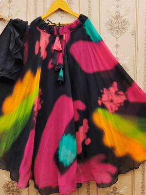 Girls black tie & dye ready to wear lehenga & choli 4
