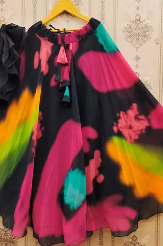 Girls black tie & dye ready to wear lehenga & choli
