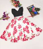 Girls white floral printed ready to wear lehenga & choli