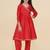 Girls floral yoke design v-neck zari angrakha kurta with trousers