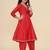 Girls floral yoke design v-neck zari angrakha kurta with trousers