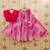 Girls pink tie and dye printed v neck georgette blouse & lehenga