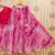 Girls pink tie and dye printed v neck georgette blouse & lehenga