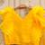 Girls yellow tie and dye printed v neck georgette blouse & lehenga