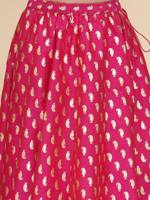 Girls embroidered foil print ready to wear lehenga & blouse with dupatta 3