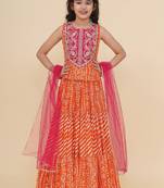 Girls embroidered patchwork ready to wear lehenga & blouse with dupatta