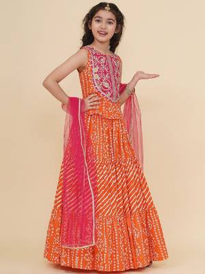 Girls embroidered patchwork ready to wear lehenga & blouse with dupatta 4
