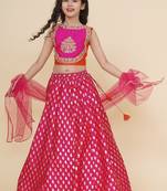 Girls embroidered foil print ready to wear lehenga & blouse with dupatta