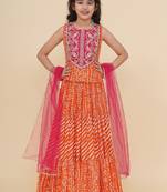 Girls embroidered patchwork ready to wear lehenga & blouse with dupatta
