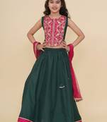 Girls embroidered thread work ready to wear lehenga & blouse with dupatta