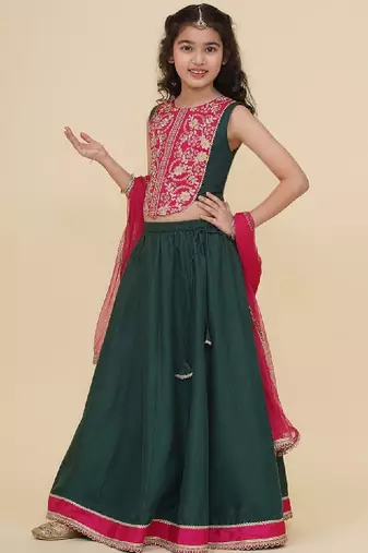 Girls embroidered thread work ready to wear lehenga & blouse with dupatta