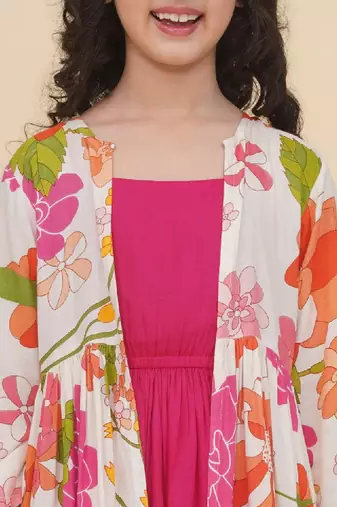 Floral print lace fit & flare maxi dress