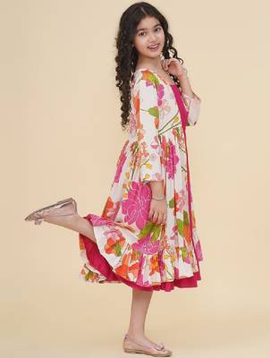 Floral print lace fit & flare maxi dress 3