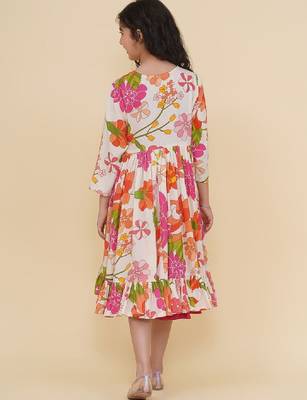 Floral print lace fit & flare maxi dress 4