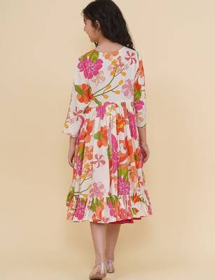 Floral print lace fit & flare maxi dress 4
