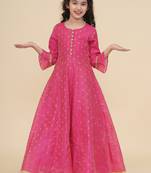 Girls floral printed off-shoulder maxi dress