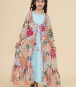 Girls off white floral off-shoulder maxi dress