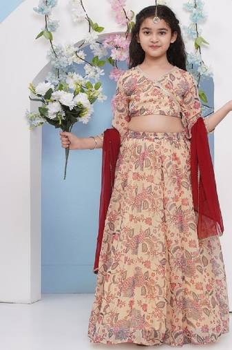 Girls printed ready to wear lehenga & blouse with dupatta