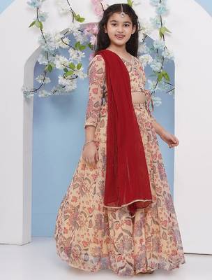 Girls printed ready to wear lehenga & blouse with dupatta 4